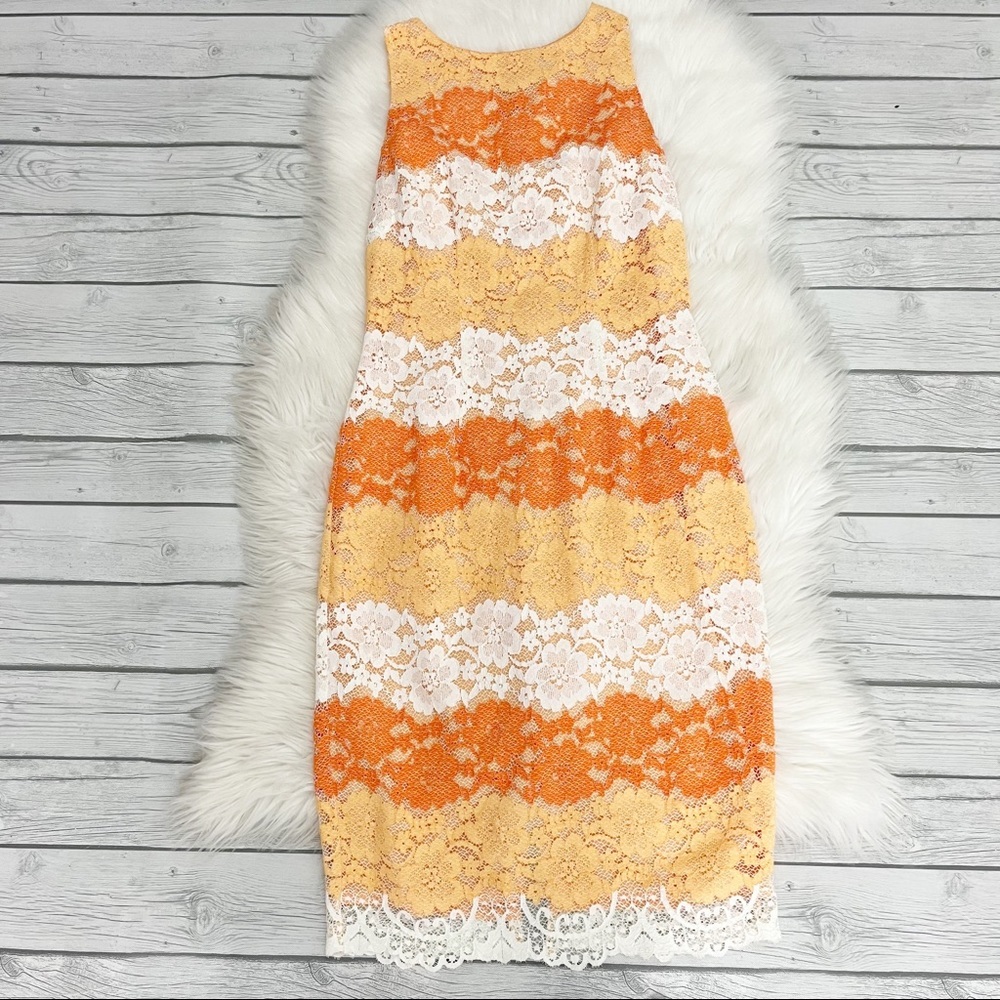 New York and Company orange and white lace dress